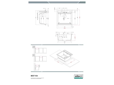 ELLECI- Mosogatótálca Best workstation 104 51x50 Granitek 1m. Antracit G59