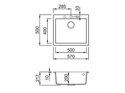 ELLECI- Mosogatótálca Quadra 105 57x50 Granitek 1 m. Bianco soft G39   AM