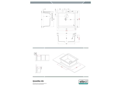 ELLECI- Mosogatótálca Quadra 105 Keratek K86 Black