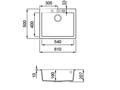 ELLECI- Mosogatótálca Quadra 110 61x50 Keratek 1 m. K89 Dove