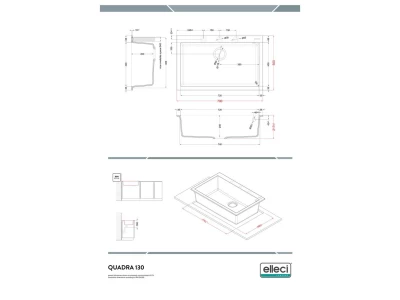 ELLECI- Mosogatótálca Quadra 130 Keratek K95 Champagne