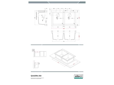 ELLECI- Mosogatótálca Quadra 350 Keratek K99 Dark Grey