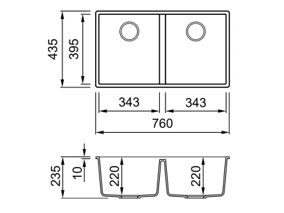 ELLECI- Mosogatótálca Quadra 350 UM alápíthető 76x43,5 Granitek 2m. Bianco soft G39