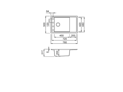 ELLECI- Mosogatótálca Sintesi 305 Keratek K99 Dark Grey arany tartozékokkal 
