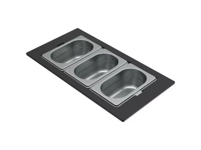ELLECI- Tároló edény háromrészes gourmet 410 inox HPL kerettel  