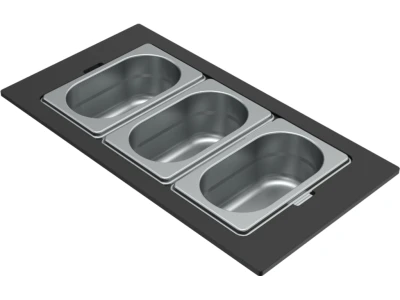 ELLECI- Tároló edény háromrészes gourmet 418 inox HPL kerettel   