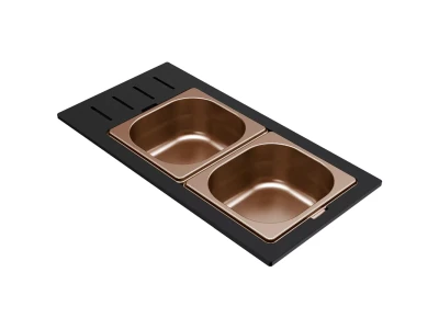 ELLECI- Tároló edény háromrészes gourmet 433 bronz HPL kerettel  