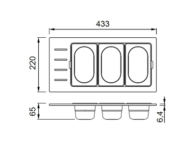 ELLECI- Tároló edény háromrészes gourmet 433 inox HPL kerettel 