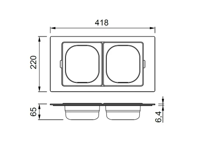 ELLECI- Tároló edény kétrészes gourmet 418 inox HPL kerettel  