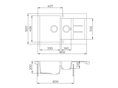 EVIDO Cubo 6S compact gránit mosogató 800x500 bézs