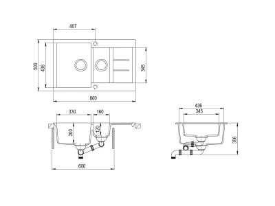 EVIDO Cubo 6S compact gránit mosogató 800x500 bézs