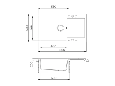 EVIDO CUBO XL 6 S Compact gránit mosogató, 860 x 500 mm, antracit