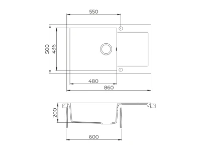 EVIDO CUBO XL 6 S Compact gránit mosogató, 860 x 500 mm, platina