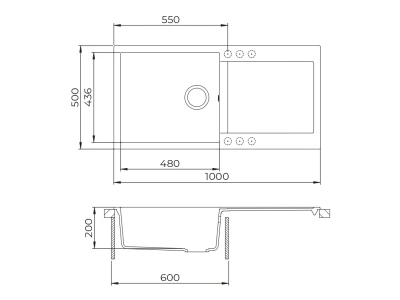 EVIDO CUBO XL 6 S gránit mosogató, 1000 x 500 mm, avena