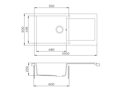 EVIDO CUBO XL 6 S gránit mosogató, 1000 x 500 mm, bézs