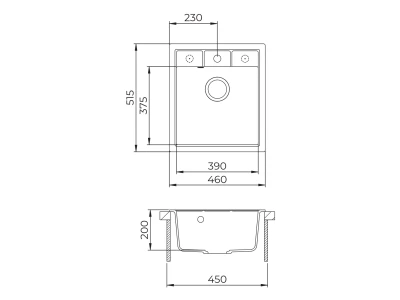 EVIDO EASY 45 gránit mosogató, 460 x 515 mm, fehér