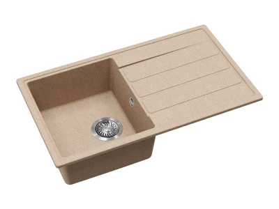 EVIDO Easy 45S gránit mosogató, 760 x 440 mm, avena, doboz nélkül, lefolyógarnitúrával