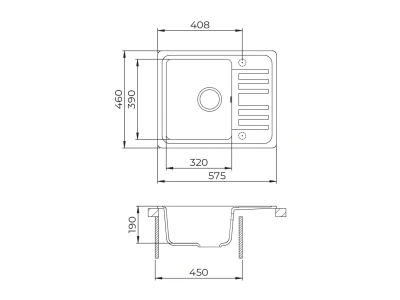 EVIDO HOME 45 S Compact gránit mosogató, 575 x 460 mm, fehér
