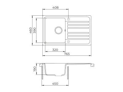 EVIDO HOME 45 S gránit mosogató, 765 x 460 mm, fehér