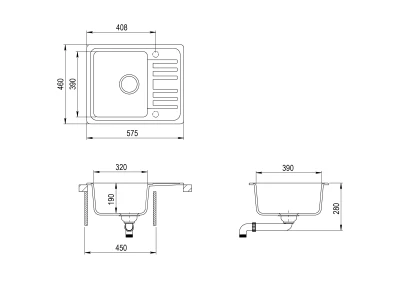 EVIDO Home 45S compact gránit mosogató, 575 x 460 mm, bézs