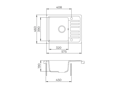 EVIDO HOME 45 S Compact gránit mosogató, 575 x 460 mm, platina