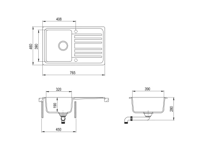 EVIDO Home 45S gránit mosogató, 765 x 460mm, bézs