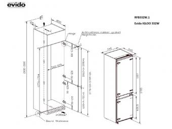 EVIDO IGLOO 332W Beépíthető kombinált hűtőszekrény, NoFrost