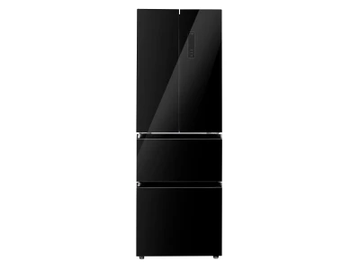 EVIDO LUNA 320B szabadonálló hűtő és fagyasztó, francia ajtó, 63,5x185,5 cm, 320 l, E energiaosztály, fekete üveg