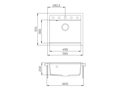 EVIDO QUADRO 6 gránit mosogató, 562 x 510 mm, fehér