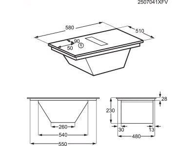 Electrolux ECC63410CT Beépíthető indukciós főzőlap beépített páraelszívóval, SaphirMatt® SE felület, Bridge funkció, Hob2Hood®, Brezze, 60 cm