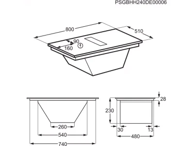 Electrolux ECC83410CT Beépíthető indukciós főzőlap beépített páraelszívóval, SaphirMatt® SE felület, Bridge funkció, Hob2Hood®, Brezze, 80 cm