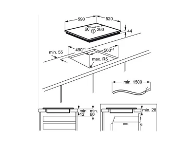 Electrolux EIV634 Beépíthető indukciós főzőlap, Hob2Hood, Bridge funkció, 60 cm