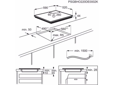 Electrolux EIV63443CT Beépíthető indukciós főzőlap, SaphirMatt® SE üvegfelület, Bridge, Hob2Hood, 60 cm