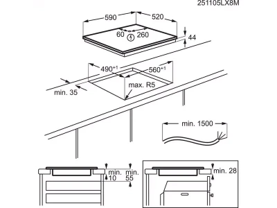 Electrolux EIV63449CT Beépíthető indukciós főzőlap, SaphirMatt® SE felület, SlimFit, Bridge funkció, Hob2Hood®, 60 cm