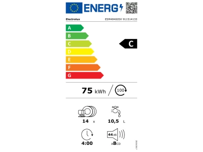 Electrolux ESM48400SX Mosogatógép, MaxiFlex fiók, 14 teríték, AirDry, 8 program