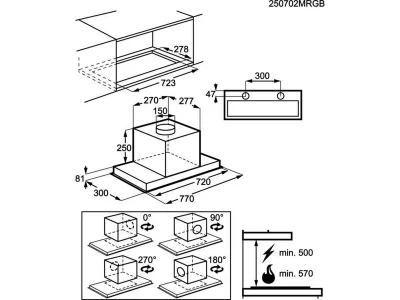 Electrolux LFG719R Rejtett páraelszívó, Hob2Hood®, 3+1 intenzív fokozat, 77 cm