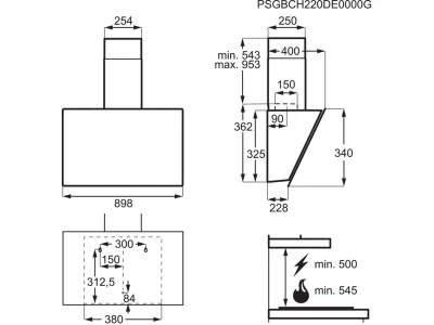 Electrolux LFV439K Kürtős páraelszívó, 3 fokozat, Hob2Hood, 90 cm