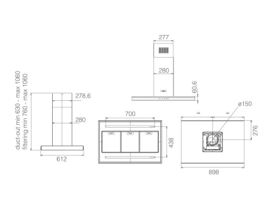 Elica - Páraelszívó ADÉLE IS BL MAT/A/90 GFB (Matt fekete) - A készlet erejéig rendelhető!