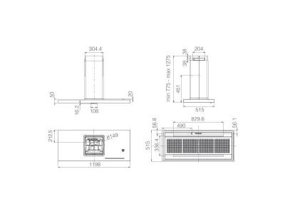 Elica -Páraelszívó BIO ISLAND WH/A/120X53 ROVERE alu zsírfilter