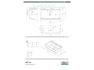 Elleci - Mosogatótálca Best 130 WORKSTATION G48 cemento