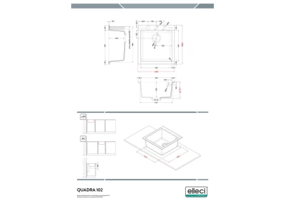 Elleci- Mosogatótálca Quadra 102 Keratek K99 Dark Grey