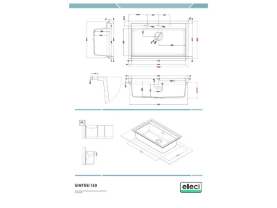Elleci- Mosogatótálca Sintesi 130 Keratek K83 Cavern Clay fekete tartozékokkal