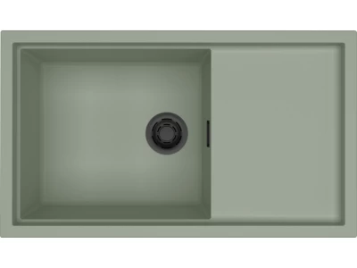 Elleci- Mosogatótálca Sintesi 410  Keratek K82 Sage Green fekete tartozékokkal