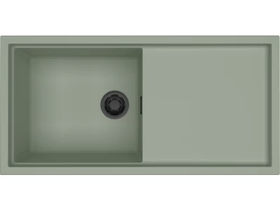 Elleci- Mosogatótálca Sintesi 480 Keratek K82 Sage Green fekete tartozékokkal