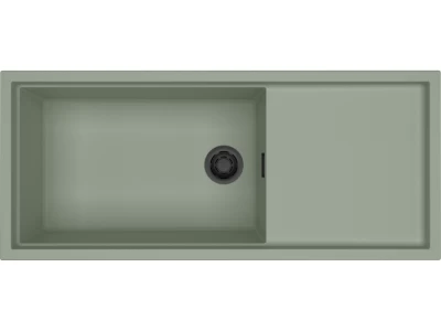 Elleci- Mosogatótálca Sintesi 510  Keratek K82 Sage Green  fekete tartozékokkal