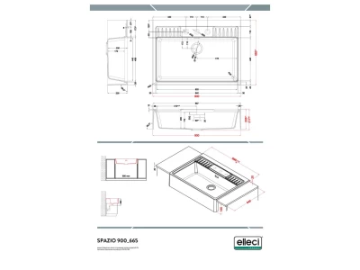 Elleci- Mosogatótálca Spazio 900 EXTRA Keratek K96 White