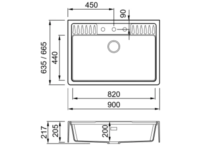 Elleci- Mosogatótálca Spazio 900 EXTRA Keratek K96 White