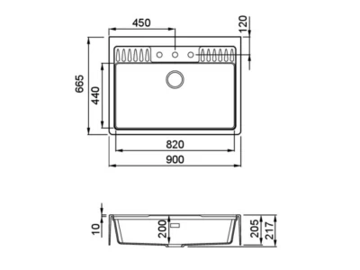 Elleci- Mosogatótálca Spazio 900 EXTRA Keratek K96 White