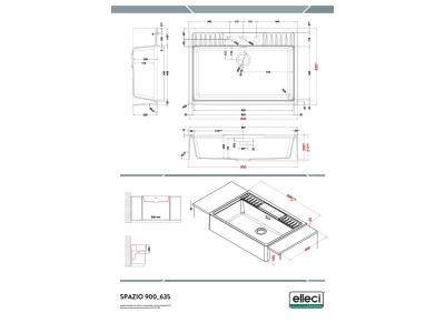 Elleci- Mosogatótálca Spazio 900 Keratek K96 White