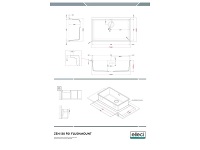 Elleci- Mosogatótálca Zen-F 130 Keratek K86 Black